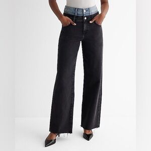 Express Black and Blue Flare Jeans